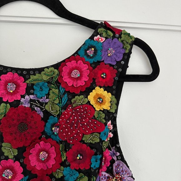 Alice + Olivia Lindsey A-line Mini Dress Multicolor Allover Floral Embroidery - Picture 4 of 12